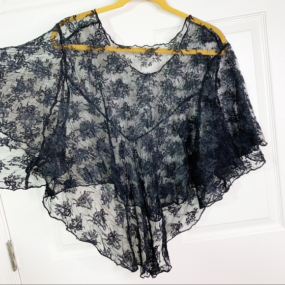 Blue Life Black Lace Sheer Top/ Cover Up - Picture 2 of 6